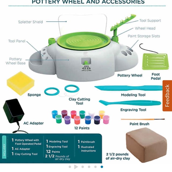 MindWare Pottery Wheel & Air-Dry Clay Pottery Kit – Pottery Wheel for Beginners - Picture 7 of 10